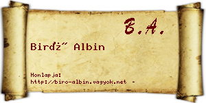 Biró Albin névjegykártya