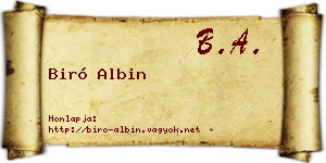 Biró Albin névjegykártya