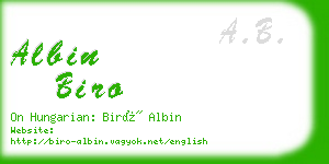 albin biro business card